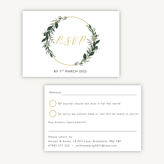 Foliage Hoop Wedding Invitation RSVP Card