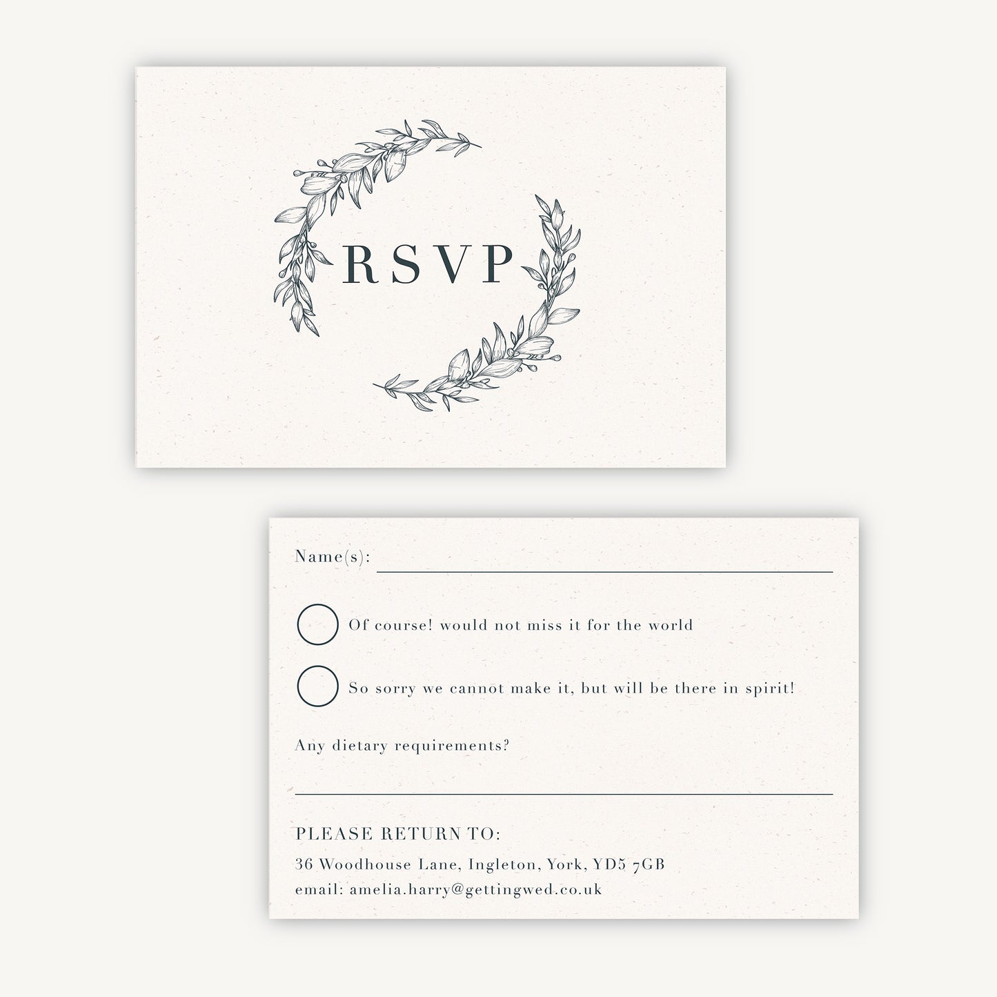 Foliage Monogram Wedding Invitation RSVP Card