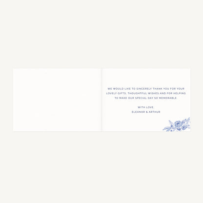 Farmhouse Blue Wedding Thank You Card Folded