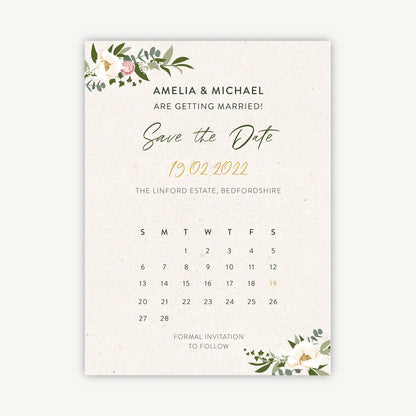 Floral Hoop Folded Wedding Save the Date