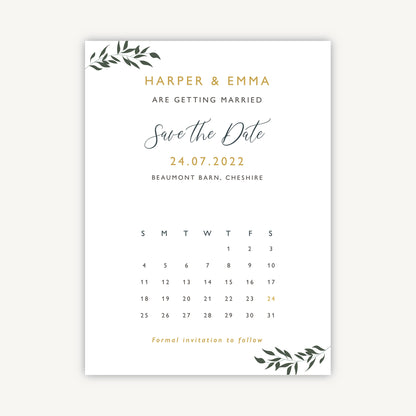 Foliage Hoop Folded Wedding Save the Date
