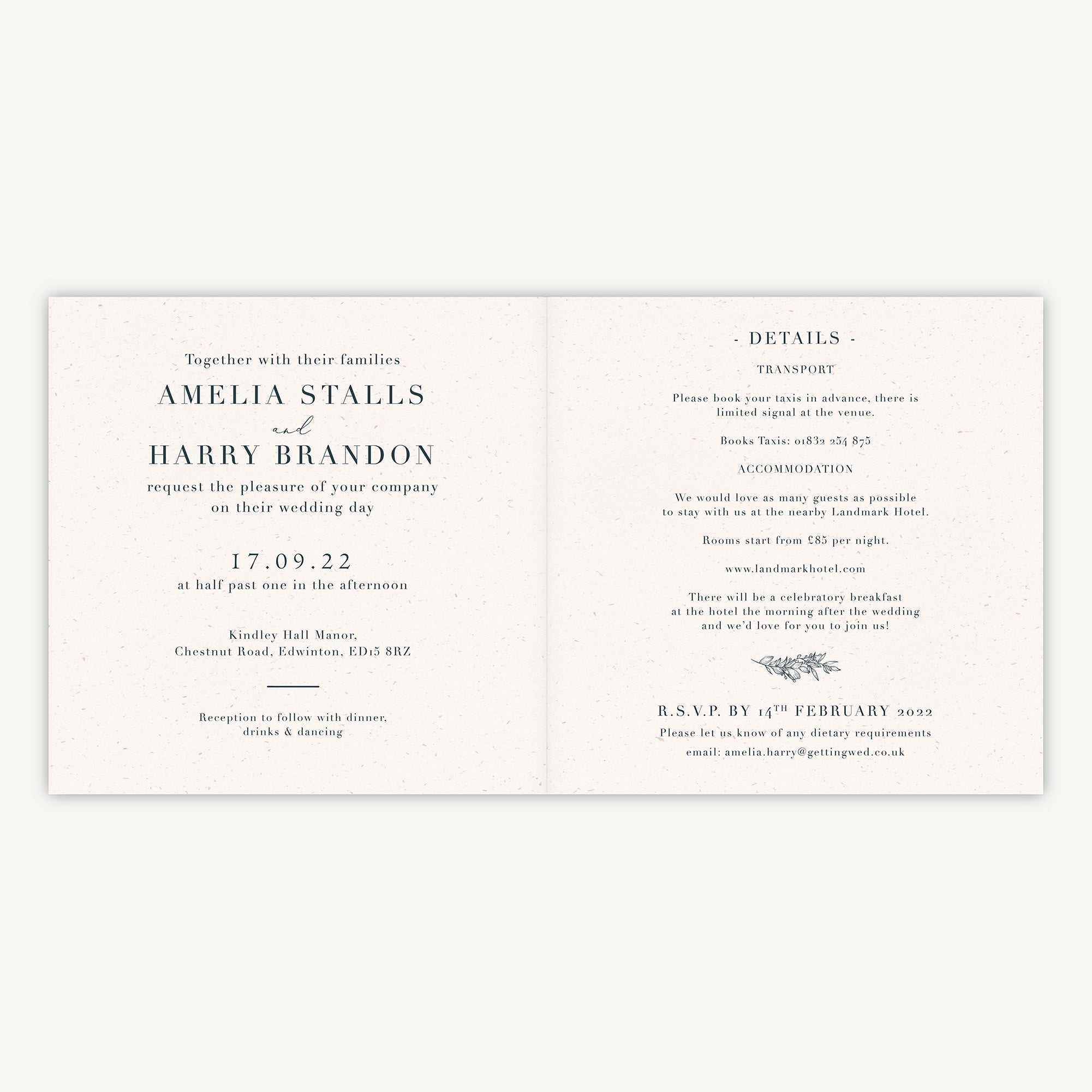 Foliage Monogram Folded Wedding Invitation