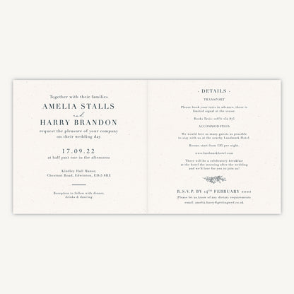 Foliage Monogram Folded Wedding Invitation