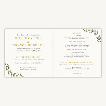 Greenery Botanical Folded Wedding Invitation