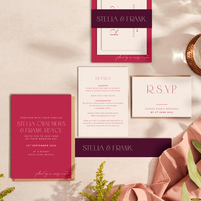 Magenta Modern Script Wedding Invitation