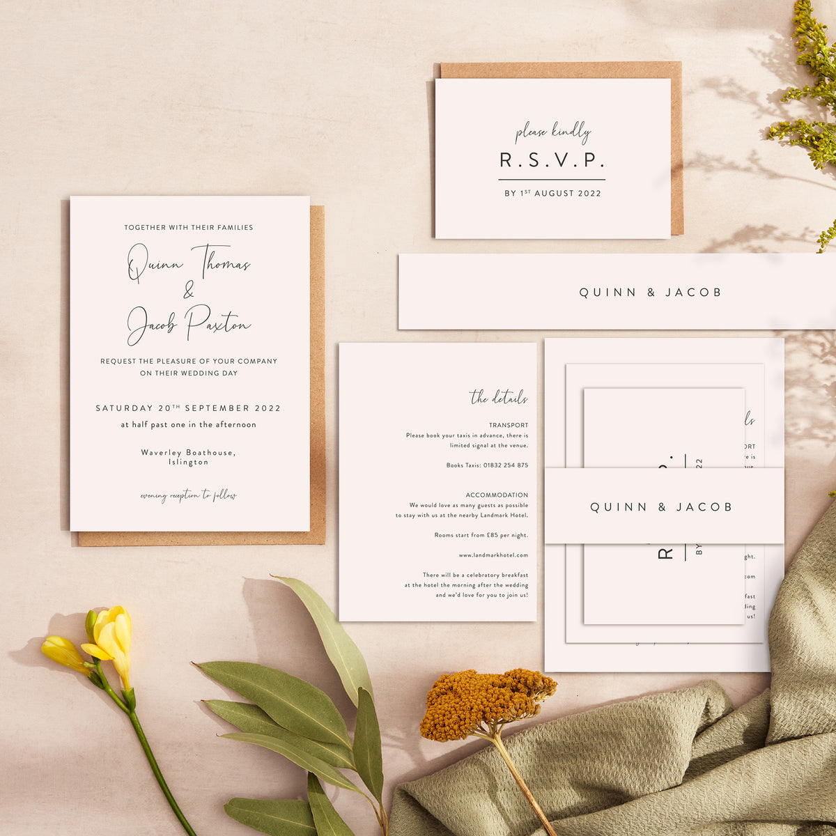 Romantic Script Wedding Invitation – Loom Weddings