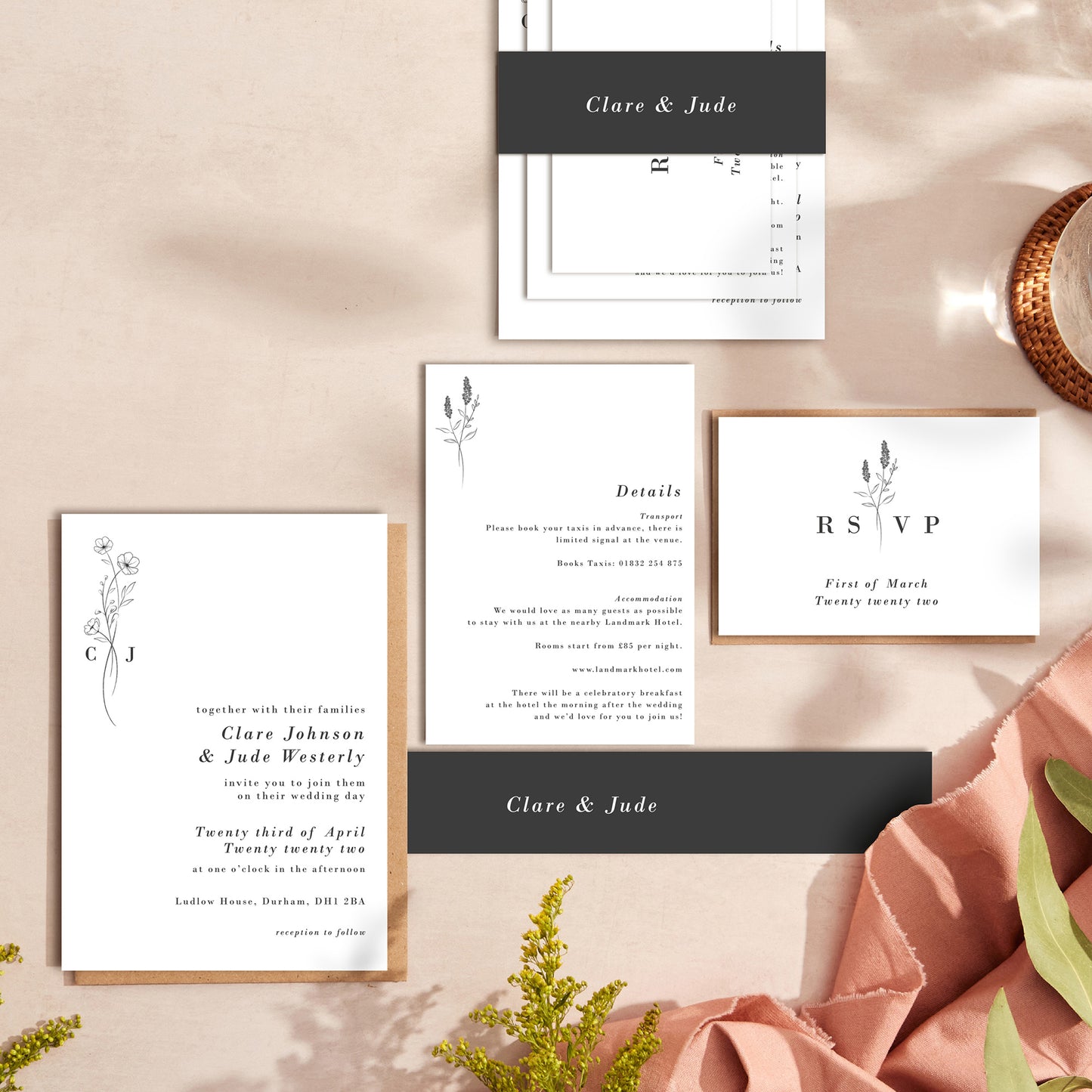 Simple Floral Wedding Invitation