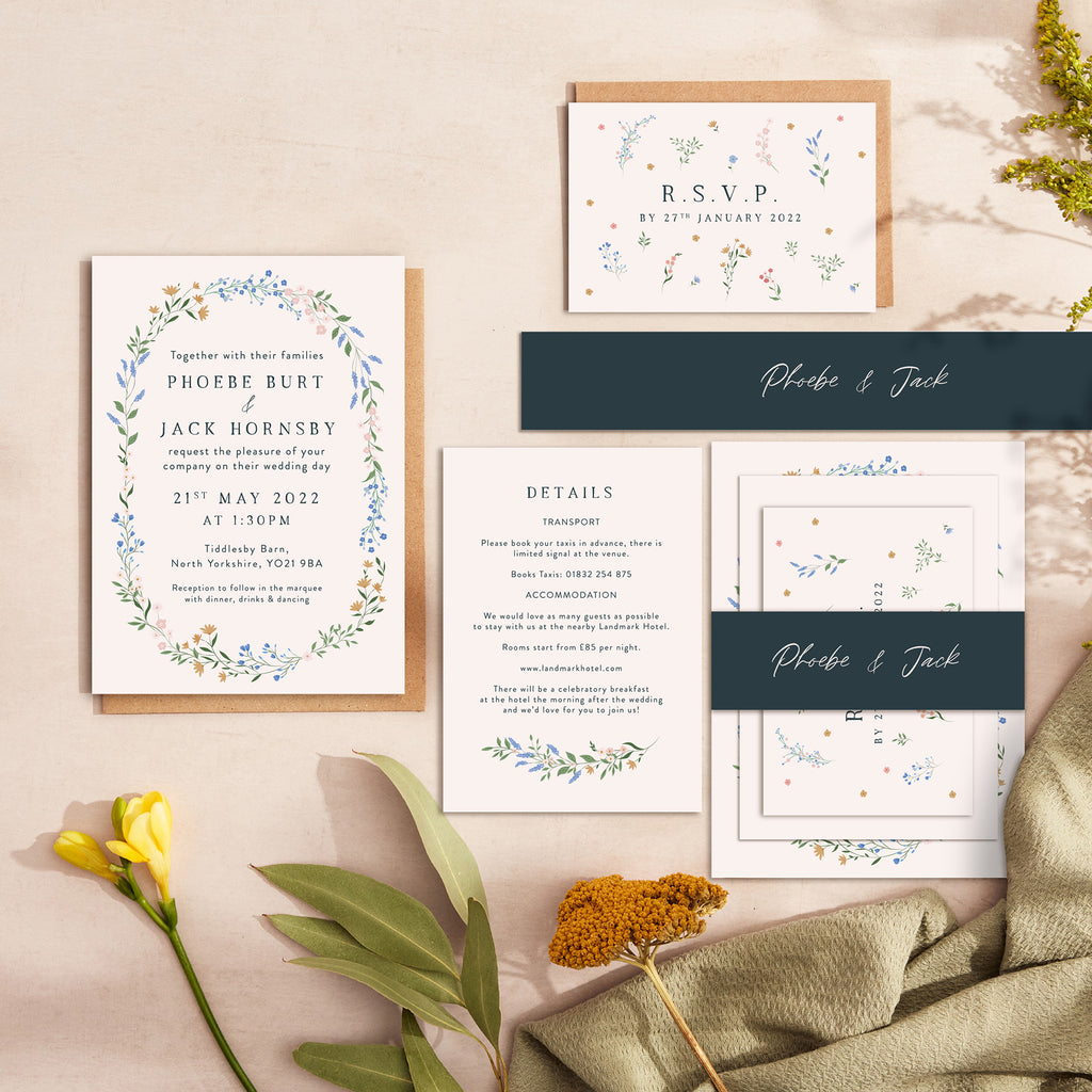 Wildflower Wreath Wedding Invitation