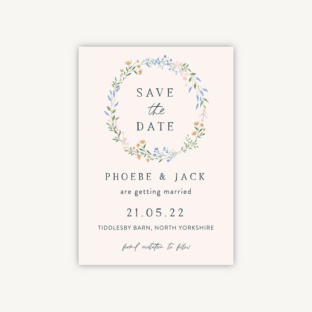 Wildflower Wreath Wedding Save the Date