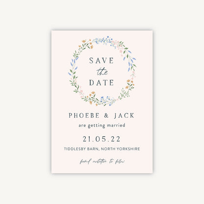 Wildflower Wreath Wedding Save the Date