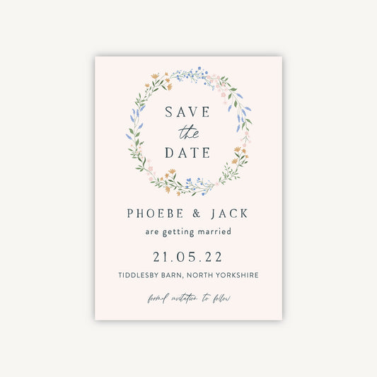 Wildflower Wreath Wedding Save the Date