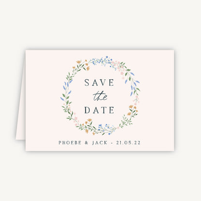 Wildflower Wreath Folded Wedding Save the Date