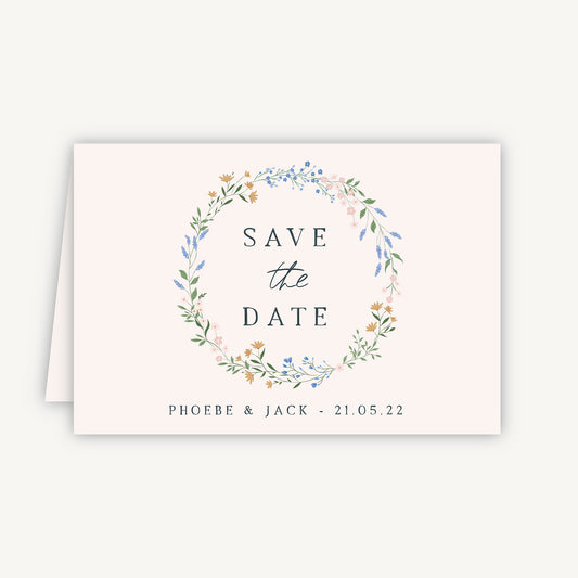 Wildflower Wreath Folded Wedding Save the Date