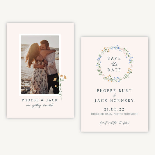 Wildflower Wreath Photo Wedding Save the Date