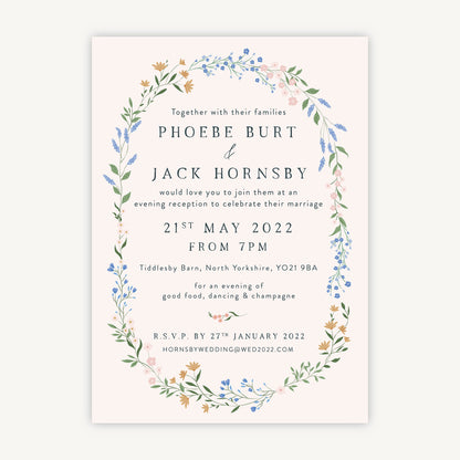 Wildflower Wreath Evening/Reception Wedding Invitation