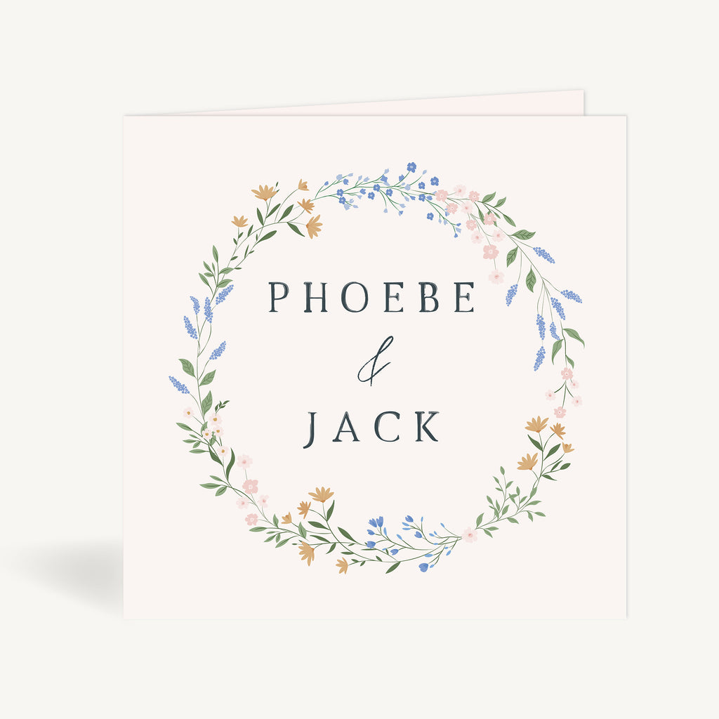 Wildflower Wreath Folded Wedding Invitation