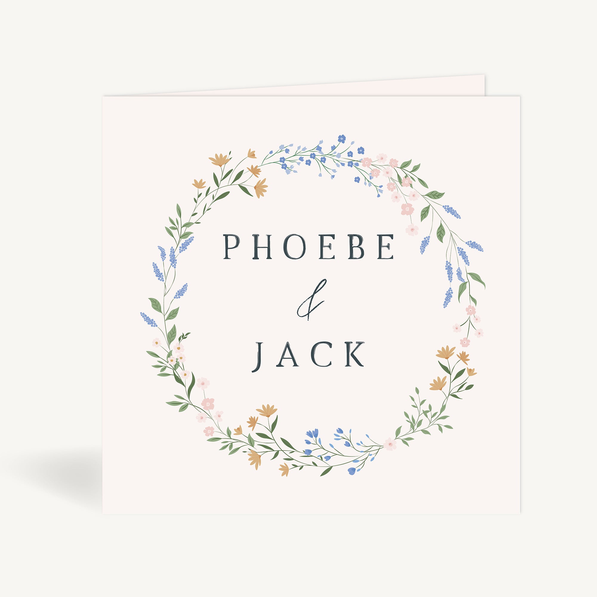 Wildflower Wreath Folded Wedding Invitation