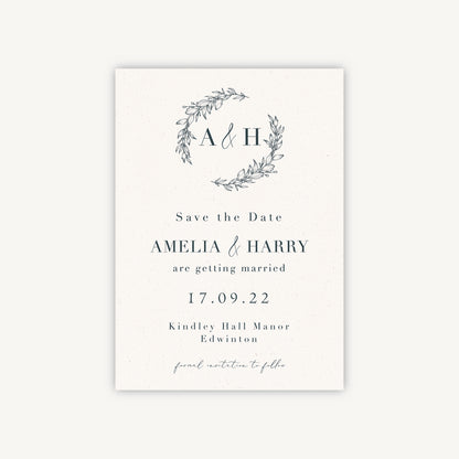 Foliage Monogram Wedding Save the Date