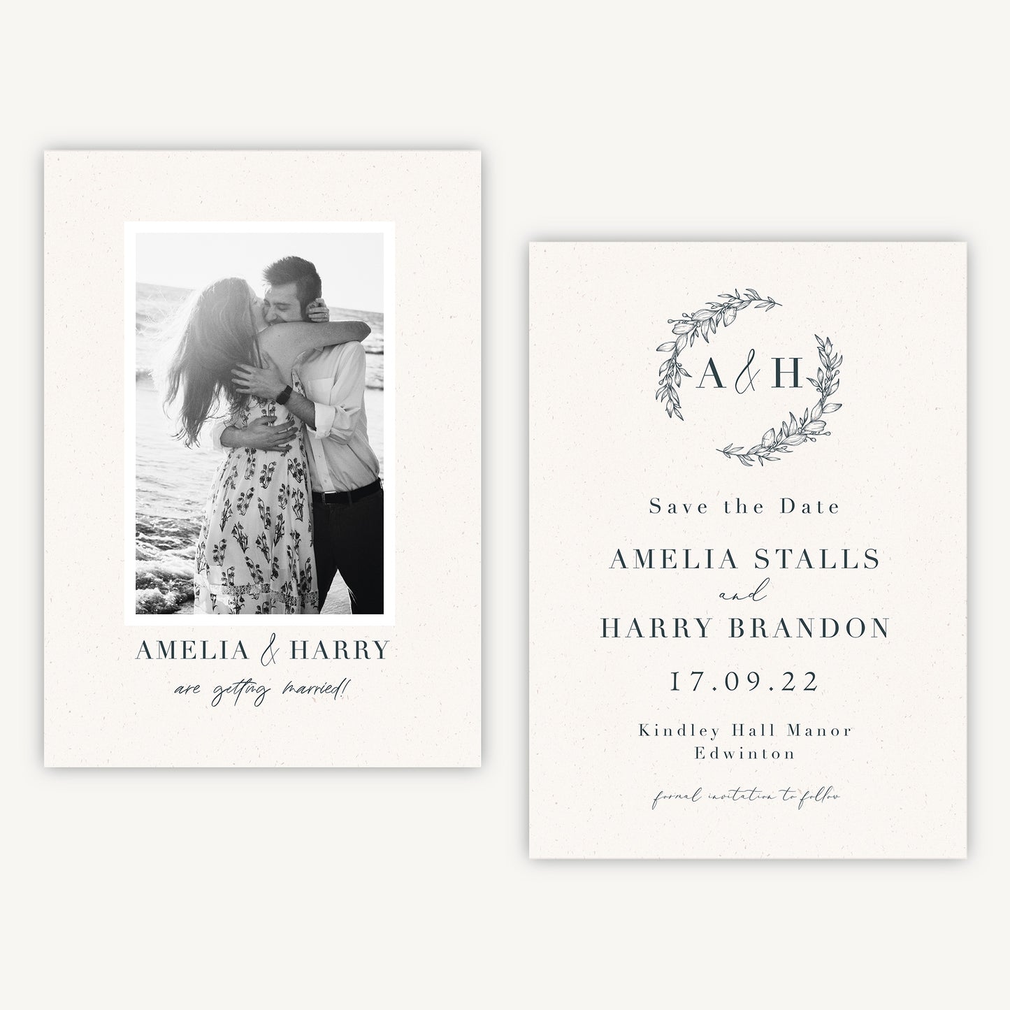 Foliage Monogram Photo Wedding Save the Date