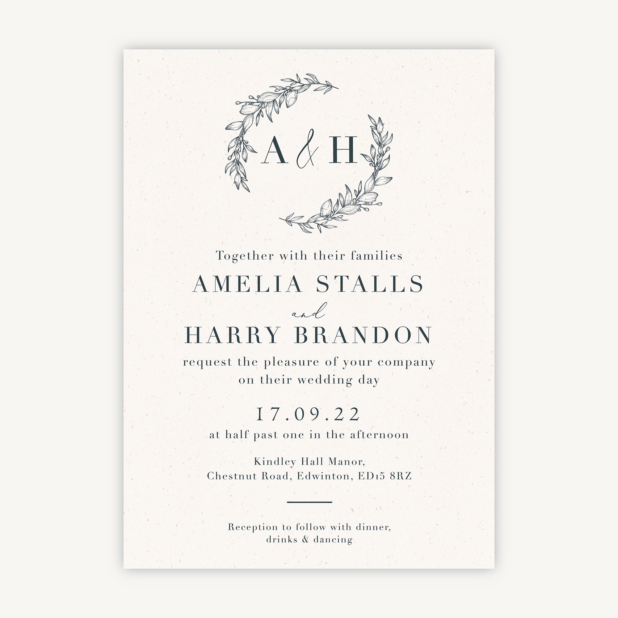 Foliage Monogram Wedding Invitation