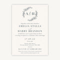 Foliage Monogram Evening/Reception Wedding Invitation