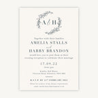 Foliage Monogram Evening/Reception Wedding Invitation