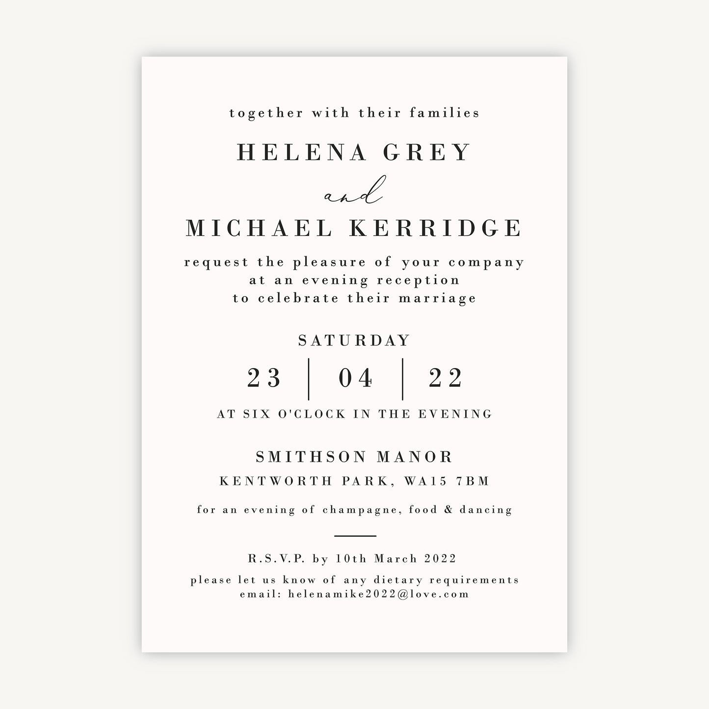 Simple Script Evening/Reception Wedding Invitation