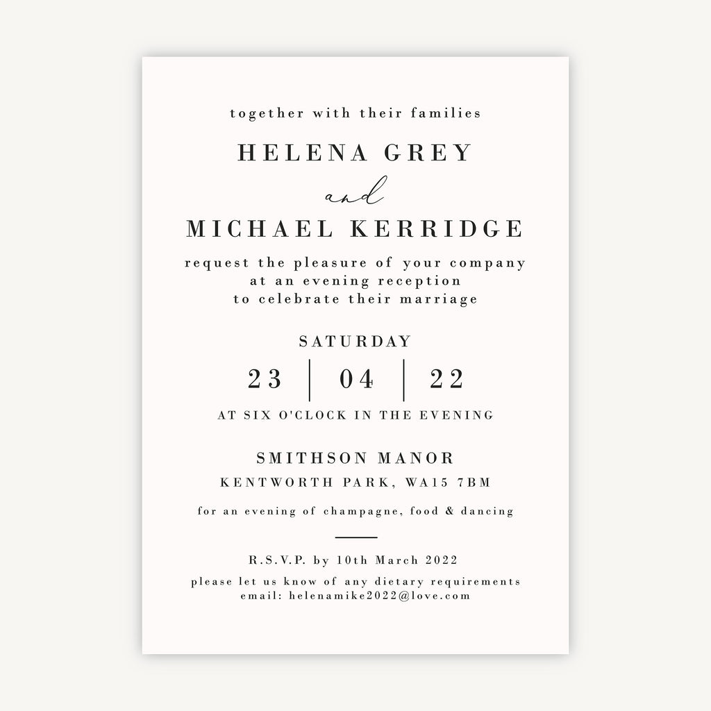 Simple Script Evening/Reception Wedding Invitation