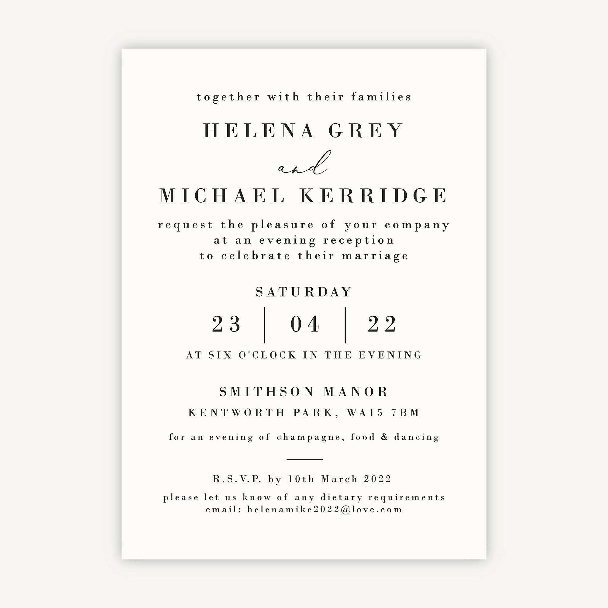 Simple Script Evening/Reception Wedding Invitation