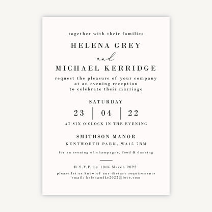 Simple Script Evening/Reception Wedding Invitation