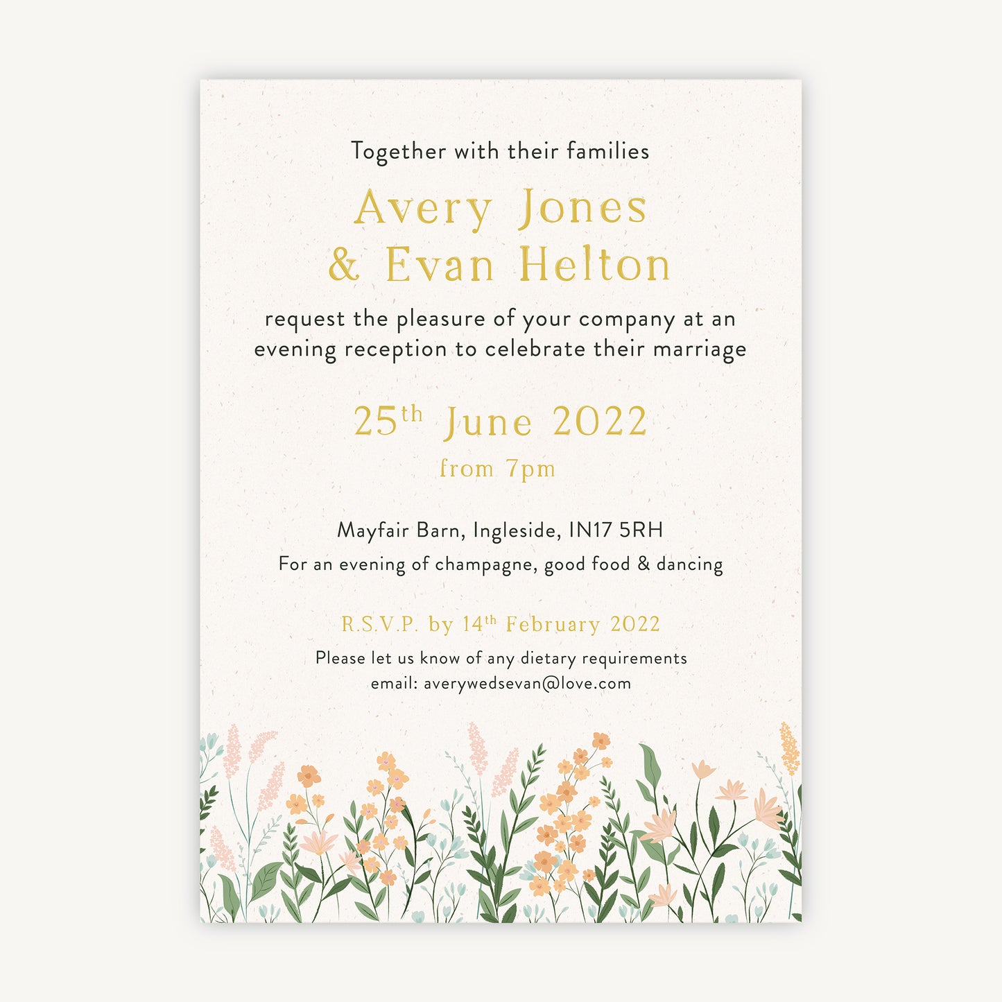 Summer Meadow Evening/Reception Wedding Invitation