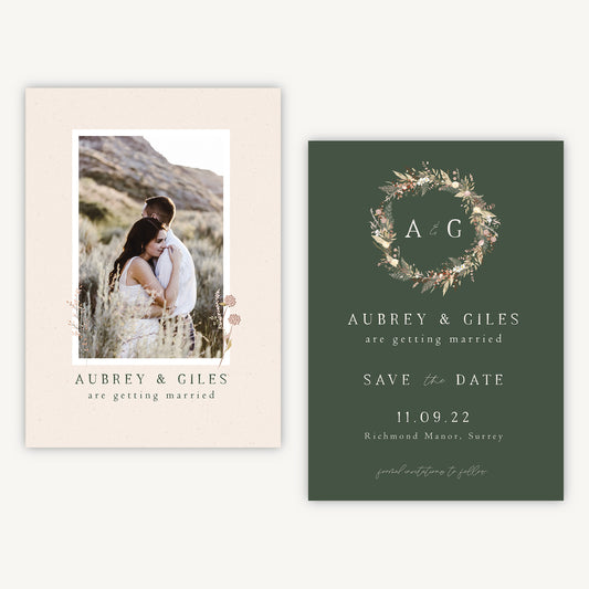 Dried Flower Wreath Photo Wedding Save the Date