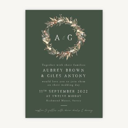 Dried Flower Wreath Wedding Invitation