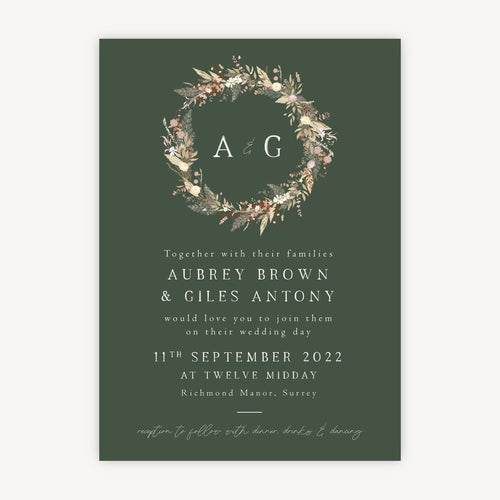 Dried Flower Wreath Wedding Invitation
