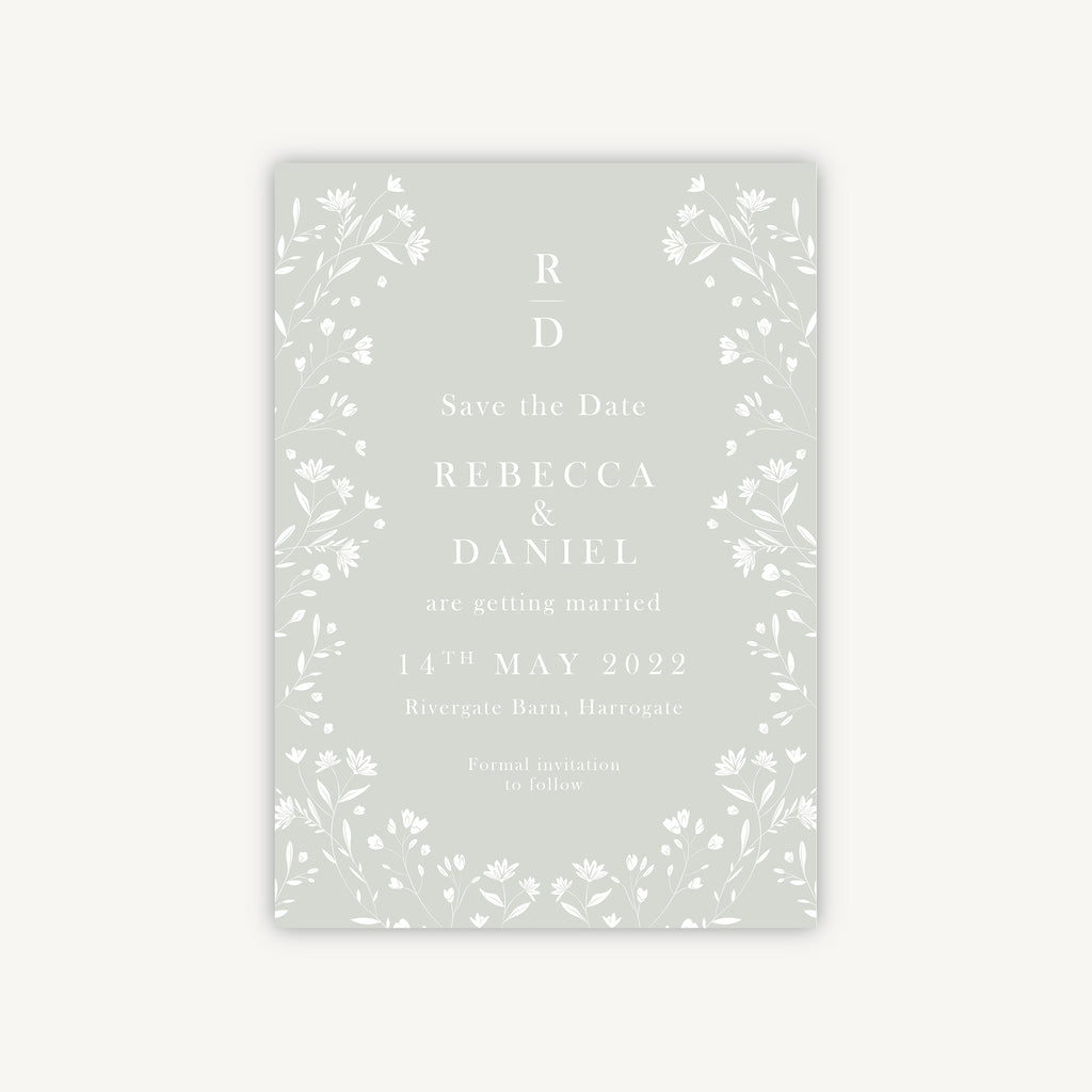 Sage Wildflower Wedding Save the Date