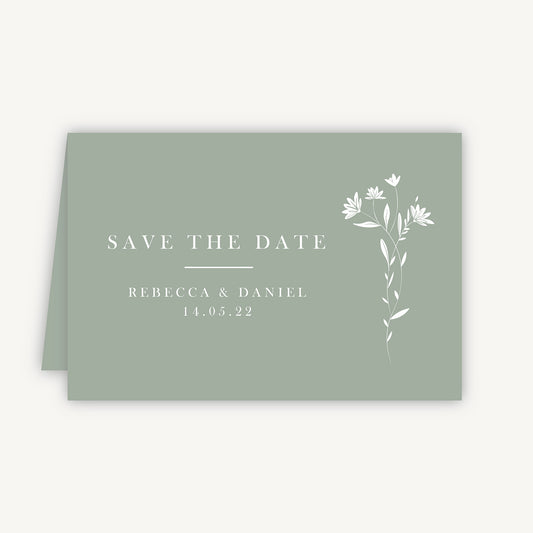 Sage Wildflower Folded Wedding Save the Date