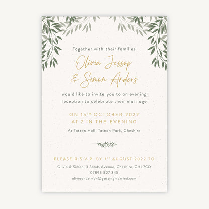 Botanical Rustic Evening/Reception Wedding Invitation