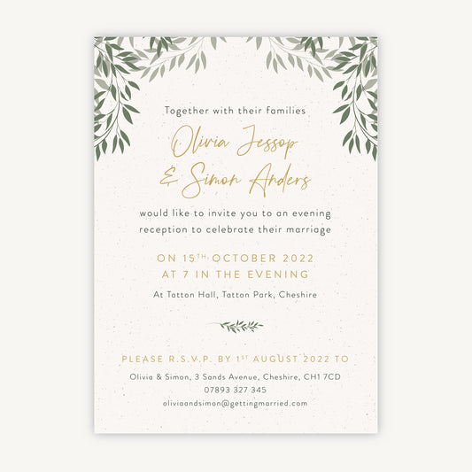 Botanical Rustic Evening/Reception Wedding Invitation