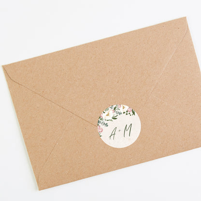 Floral Hoop Envelope Wedding Sticker