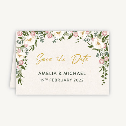 Floral Hoop Folded Wedding Save the Date