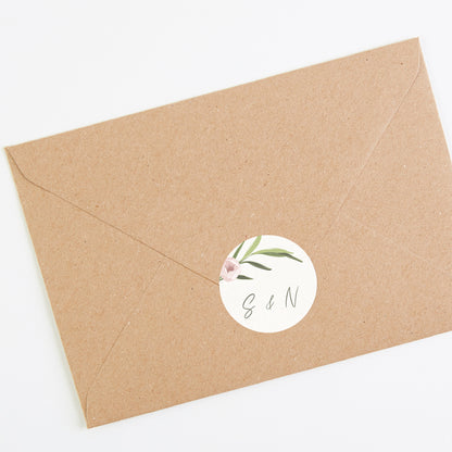 Blush Peony Envelope Wedding Sticker