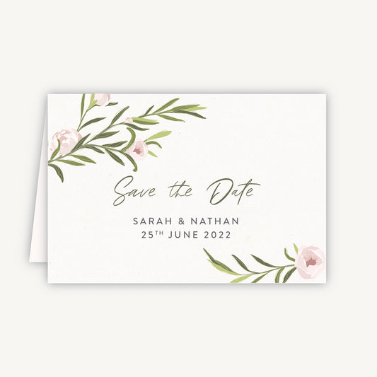 Blush Peony Folded Wedding Save the Date