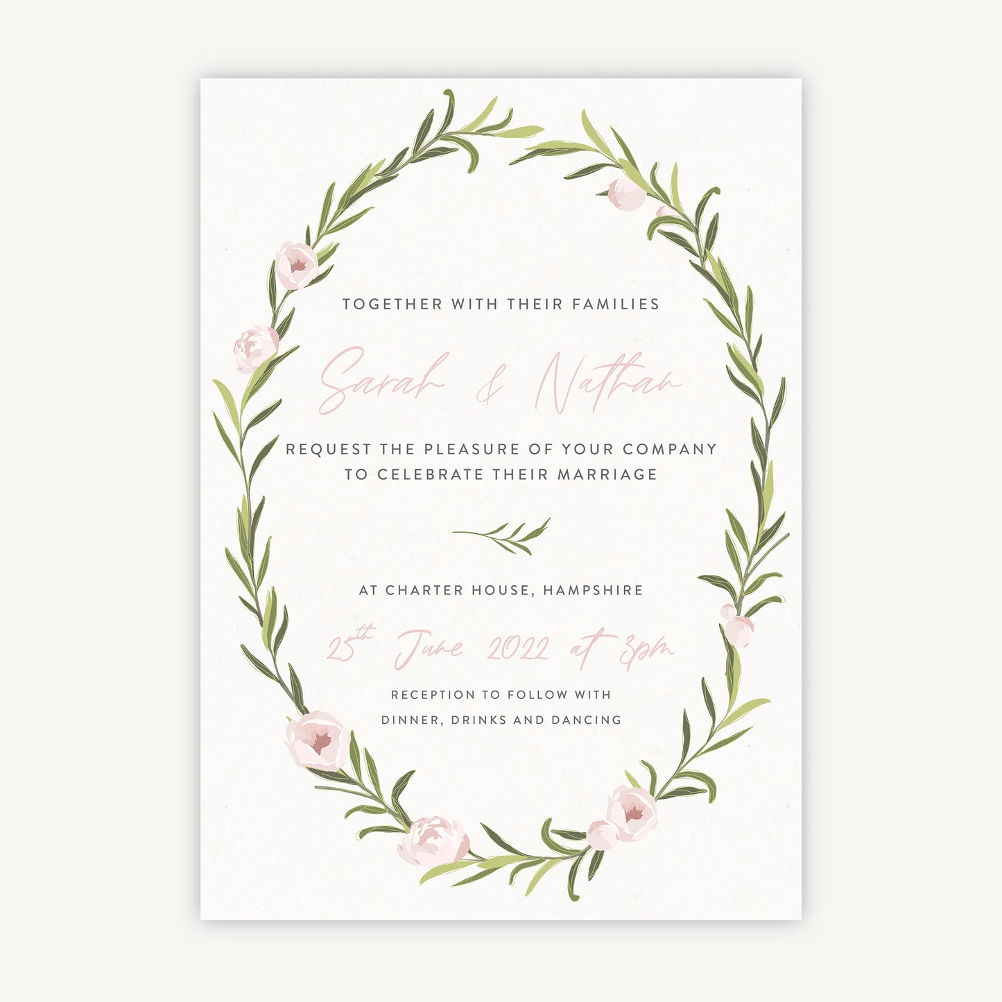 Blush Peony Wedding Invitation