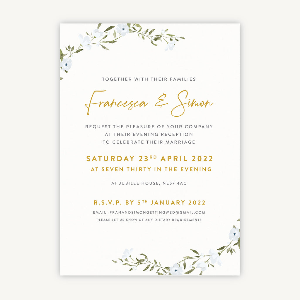Spring Flowers Evening/Reception Wedding Invitation