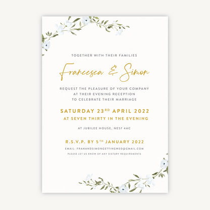 Spring Flowers Evening/Reception Wedding Invitation