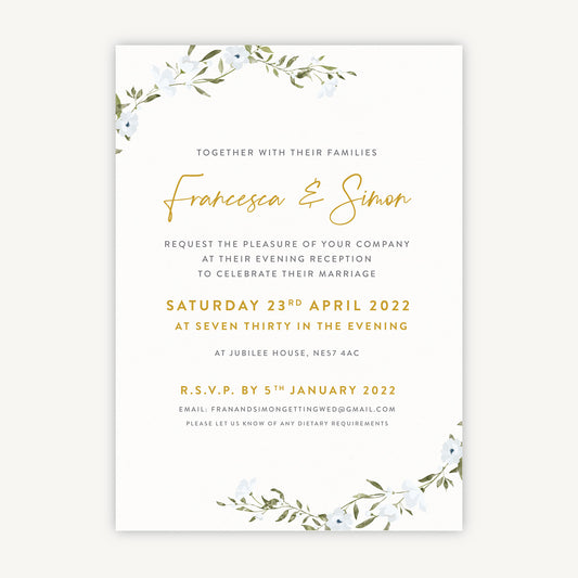 Spring Flowers Evening/Reception Wedding Invitation
