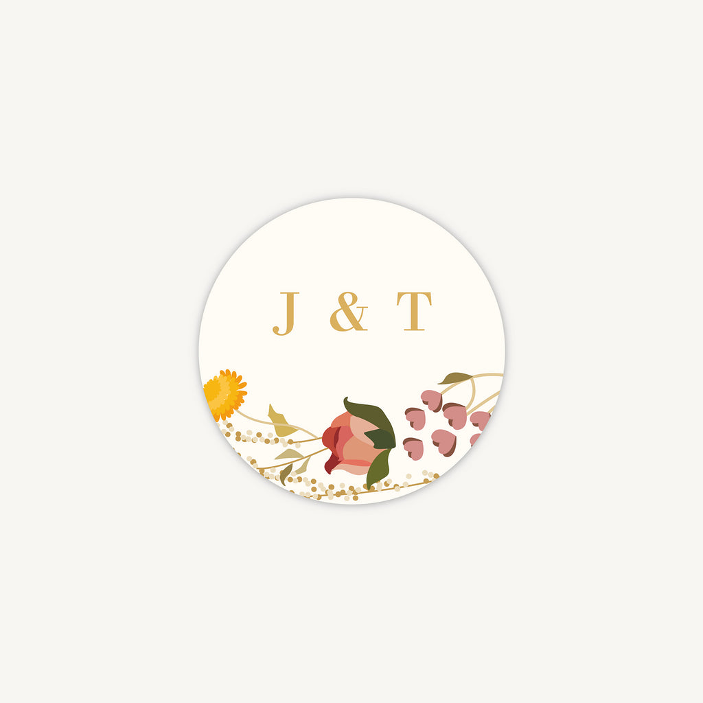Rustic Wildflowers Envelope Wedding Sticker