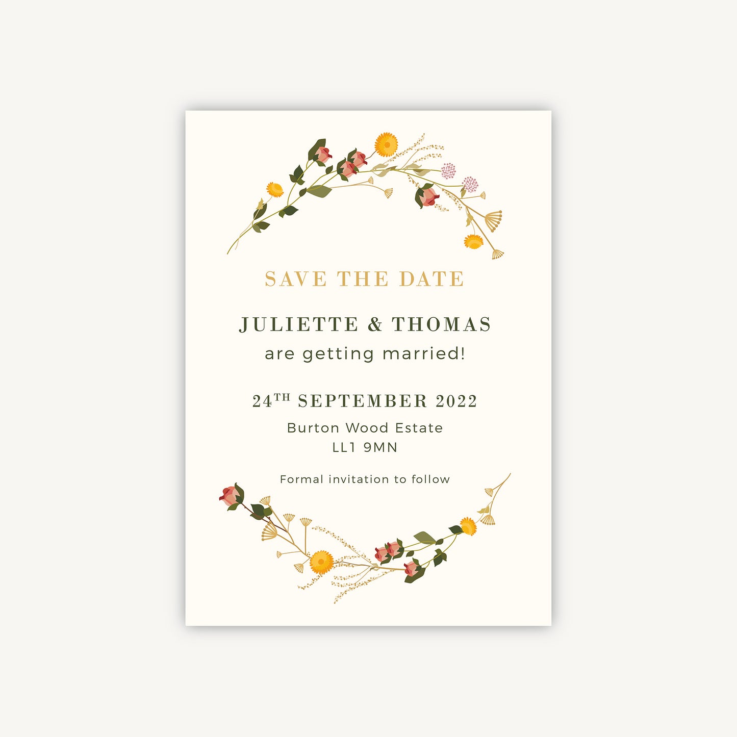 Rustic Wildflowers Wedding Save the Date