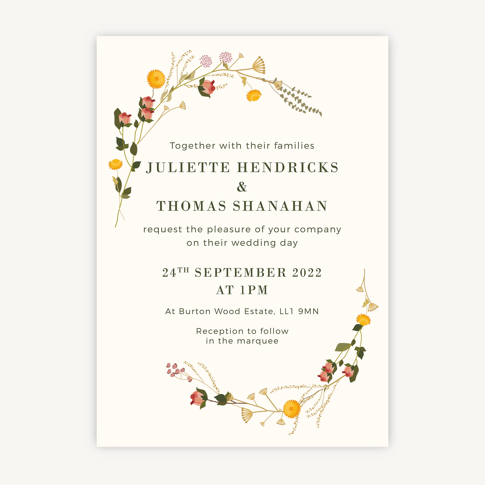 Rustic Wildflowers Wedding Invitation