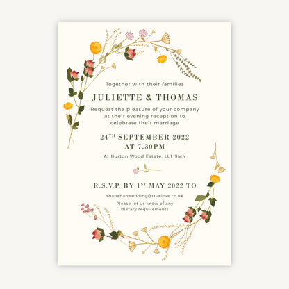 Rustic Wildflowers Evening/Reception Wedding Invitation